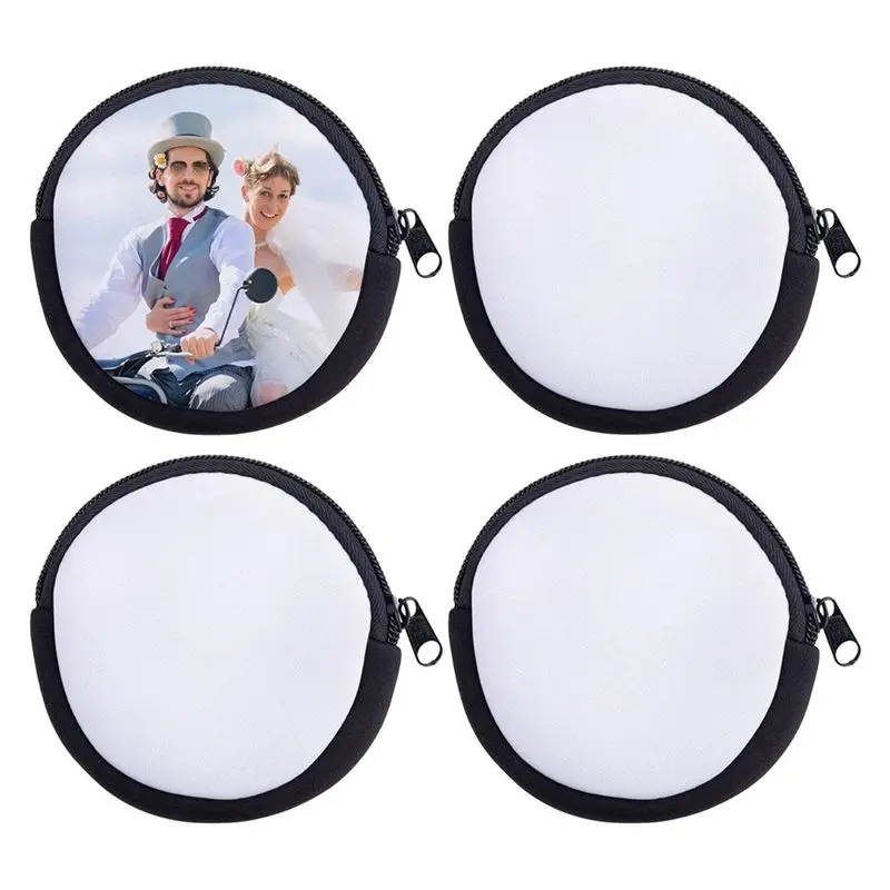 A01F-4 Pack Heat Transfer DIY Craft Sublimation Coin Purses With Zipper For Personalized Projects