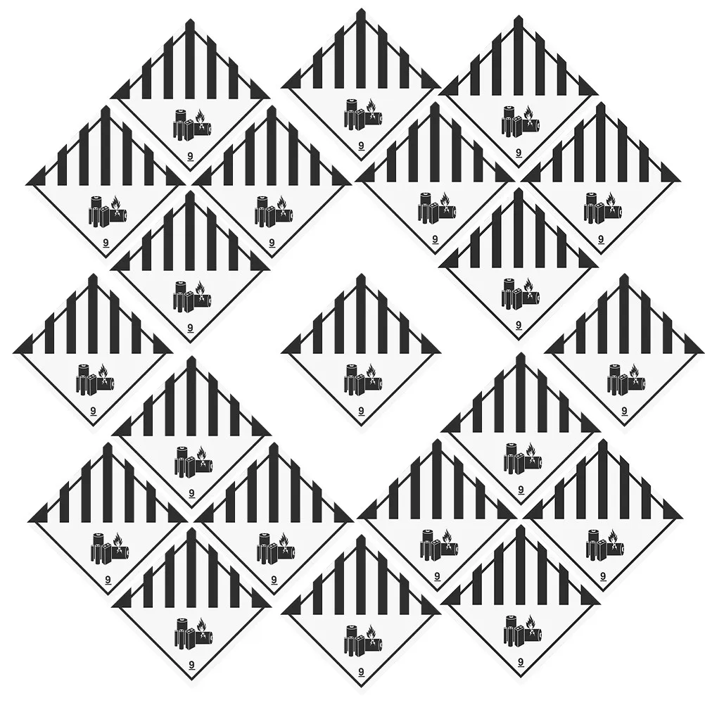 

100Pcs Safety Labels Writable Vinyl Hazardous Shipping Stickers for Battery Packaging Fire Safety Classification Mark Adhesive