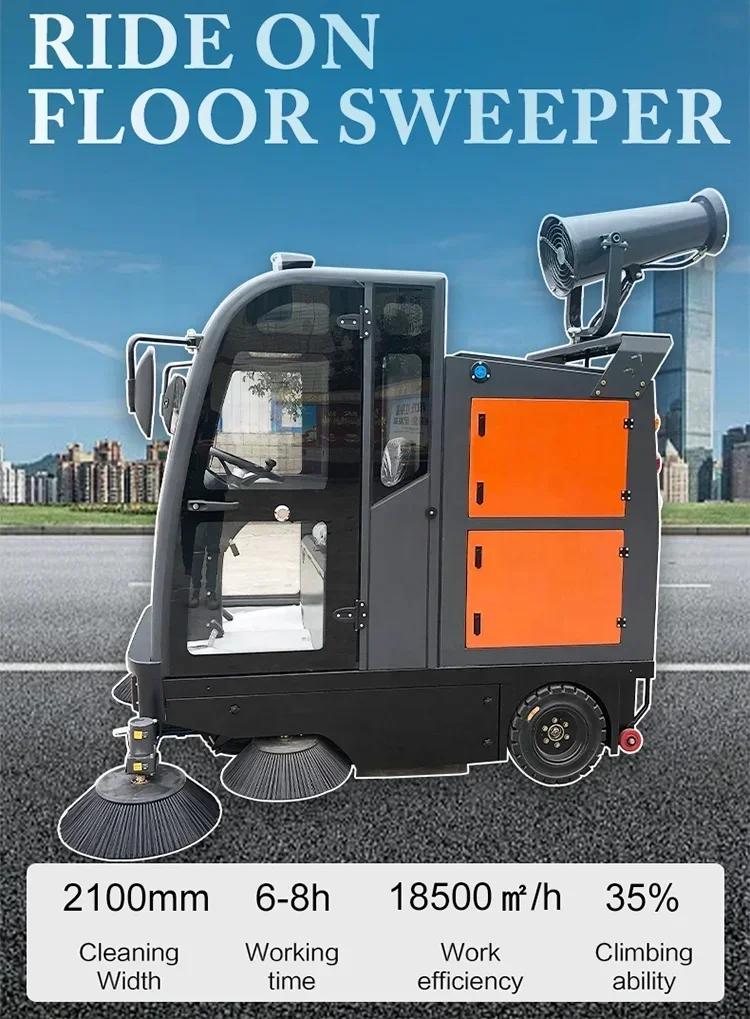YG Customized DM-2100H Road Cleaning Machine Ride On Industrial Floor Sweeper Electric Street Sweeper