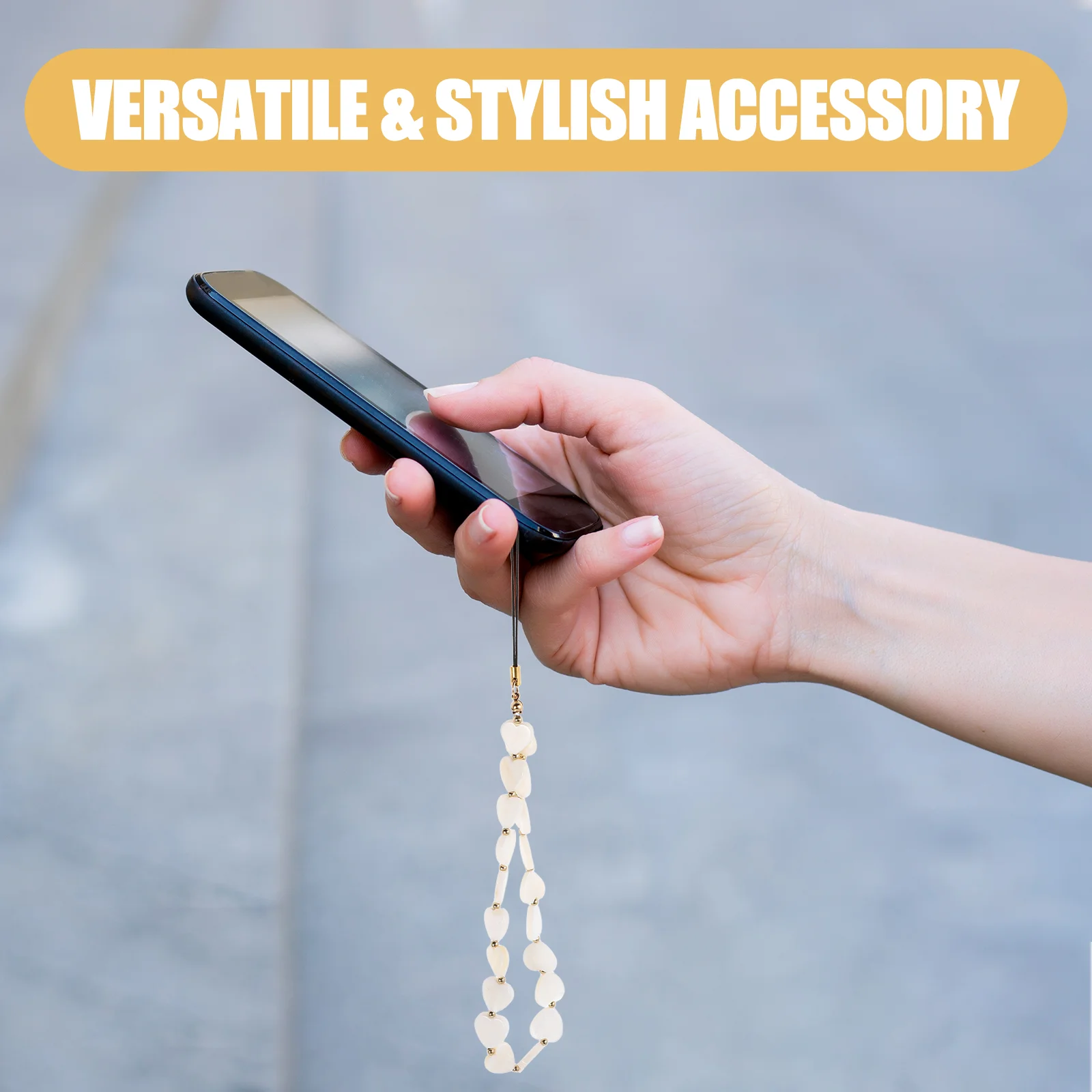 Cute Heart Beaded Phone Chain Keychain Faux Pearl Material Chain Versatile Mobile Pendant Suitable For Phone Case Accessories