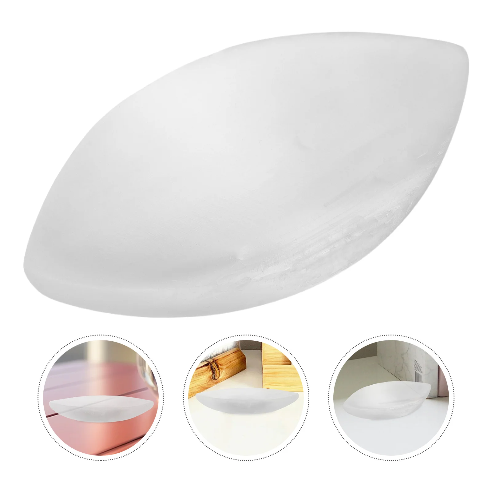 

Natural Gypsum Leaf Bowl Crystal Stone Decorative Jewelry Holder Trinket Ring Earring Dish Home Decor Accent Decorative Bowl