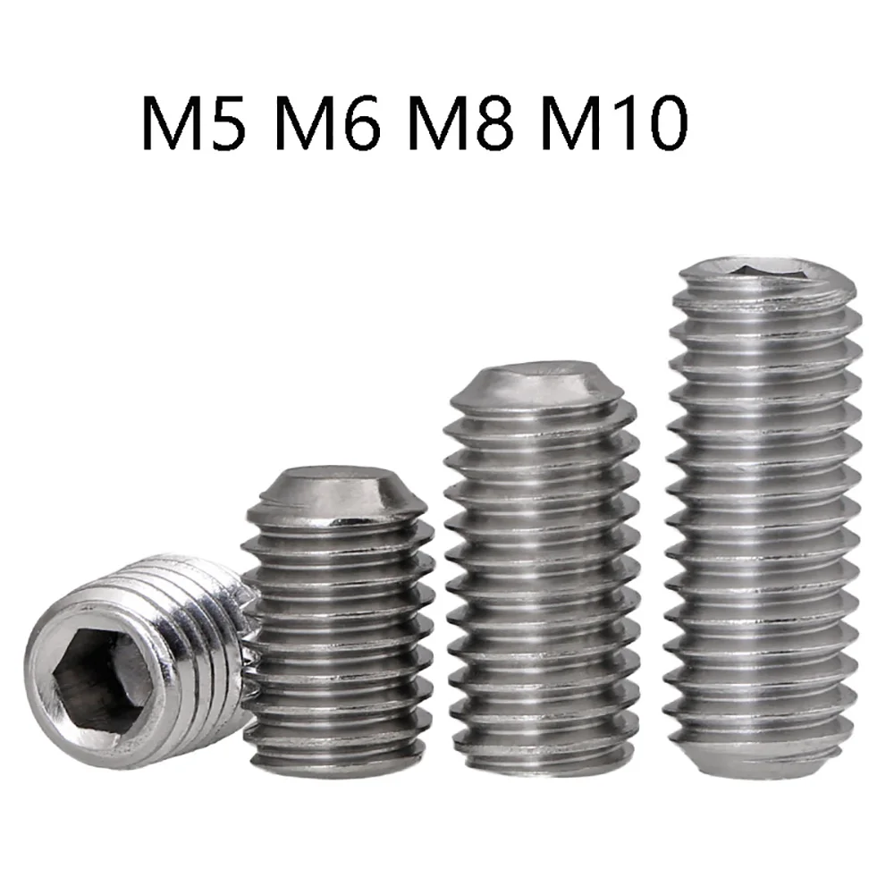 Hexagon Socket Headless Cup Point Set Screw M5 M6 M8 M10 304 Stainless Steel Jimi Top Wire Screw Headless Hex Socket Set Screws