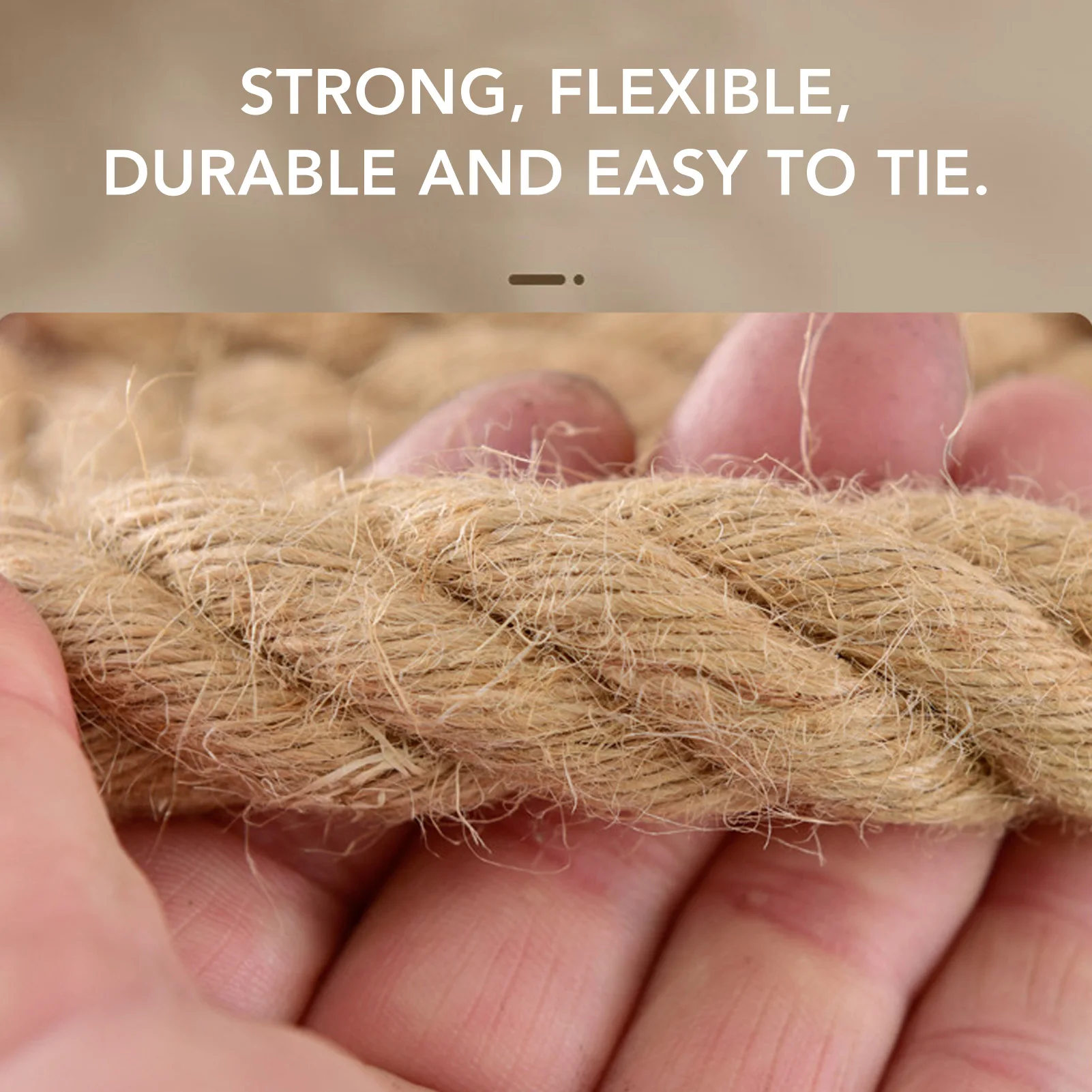 Twisted Yellow Hemp Rope Twisted Natural Thick Jute Rope Hammock Swing Boat Railing 26mm 500kg Bearing