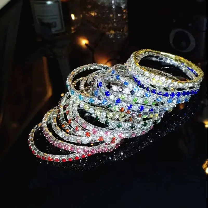Elegant Shiny Full Rhinestone Stretch Beaded Bracelet For Women Summer Exquisite 3.5mm Jewelry Fashion Styling Gift