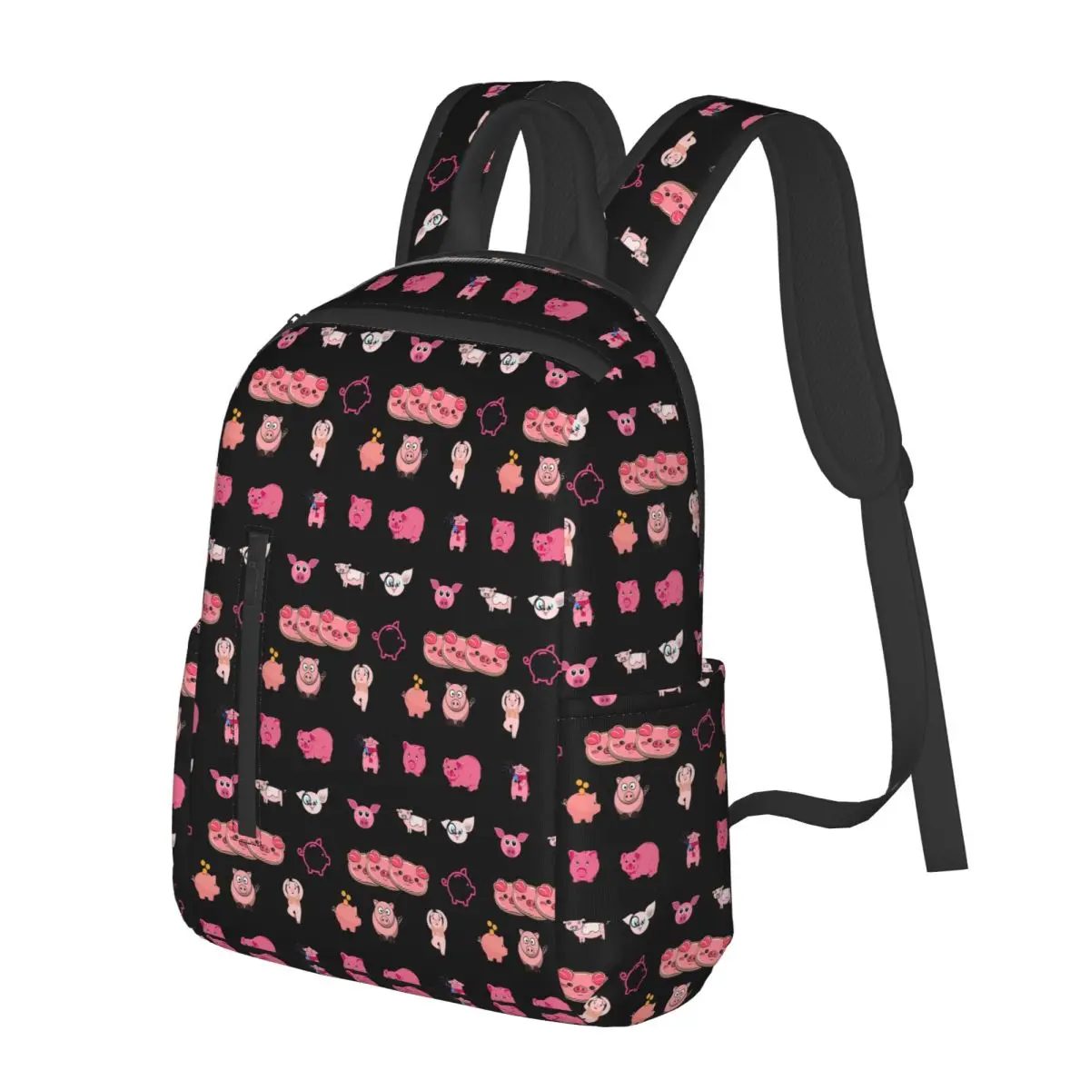 National Pig Day Sticker Pack Student Backpack School Bag Hiking Travel Daypack for Men Women Fashion Bookbag Shoulder Bags