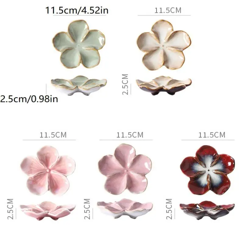 1PCS Dipping Sauce Small Dish Multi-color Kiln Transformed Dish GiftVintage Ceramic Craft Dish Flower Shaped Small Dish Creative