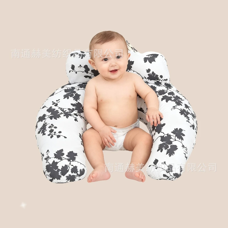 وسادة أمومة مطبوعة من القطن، وسادة رضاعة متعددة الوظائف قابلة للطي للحمل والقراءة ودعم الطفل، مريحة وناعمة #3