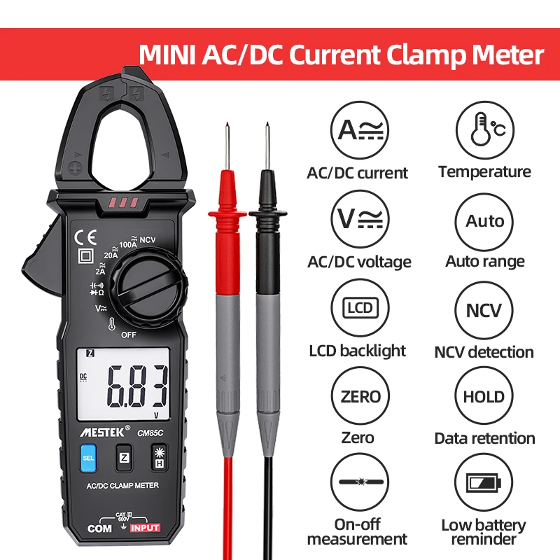 Clamp Meter 1mA Accuracy Mini Digital AC DC Current Digital Clamp Meter Voltage Voltmeter 100A Ammeter DC Current Clamp Meters