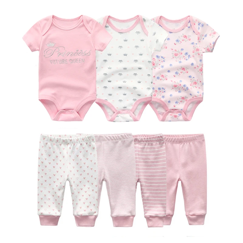 Fetchmous 7pcs/lot Jumpsuit Pants Baby Girl Trousers Baby Bodysuits Pants for Newborn Baby Clothing Soft Baby 0-12 Months