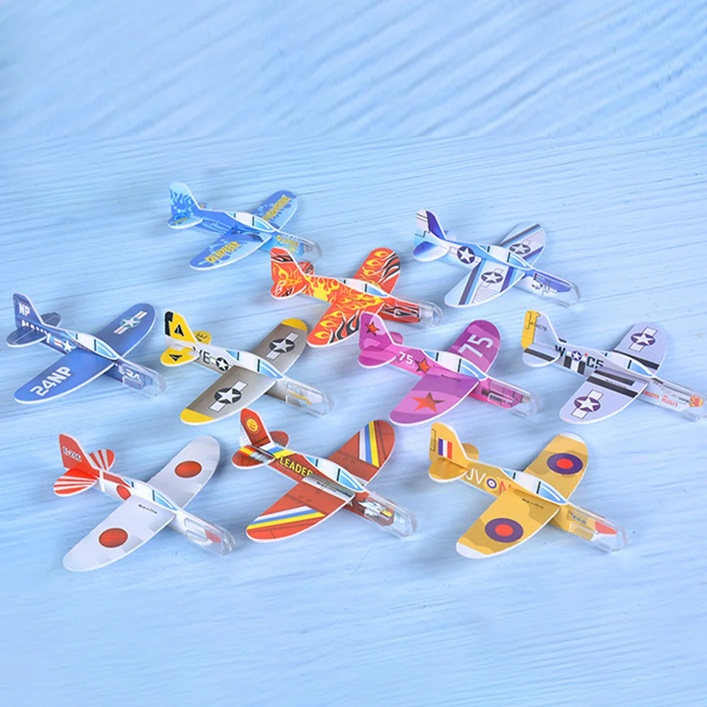 10/1pcs Mini Foam Airplanes Kids DIY Handmade Throw Flying Glider Planes Boys Outdoor Throwing Model Glider Toys Favors Gift