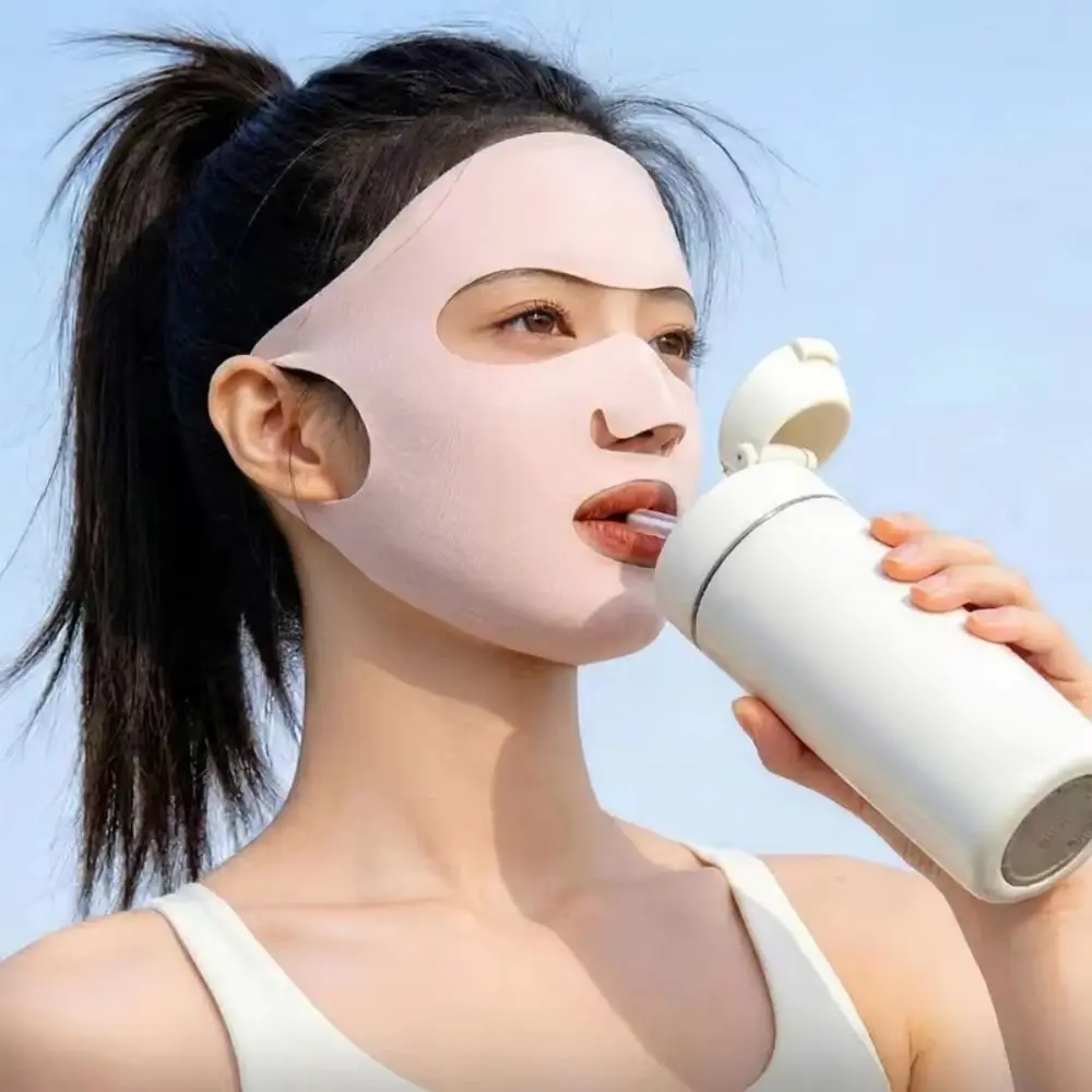

Cool Ice Silk Sun Protection Mask Full Face Dustproof Anti-UV Neck Scarf Breathable Adjustable Sunshade Face Mask Cycling