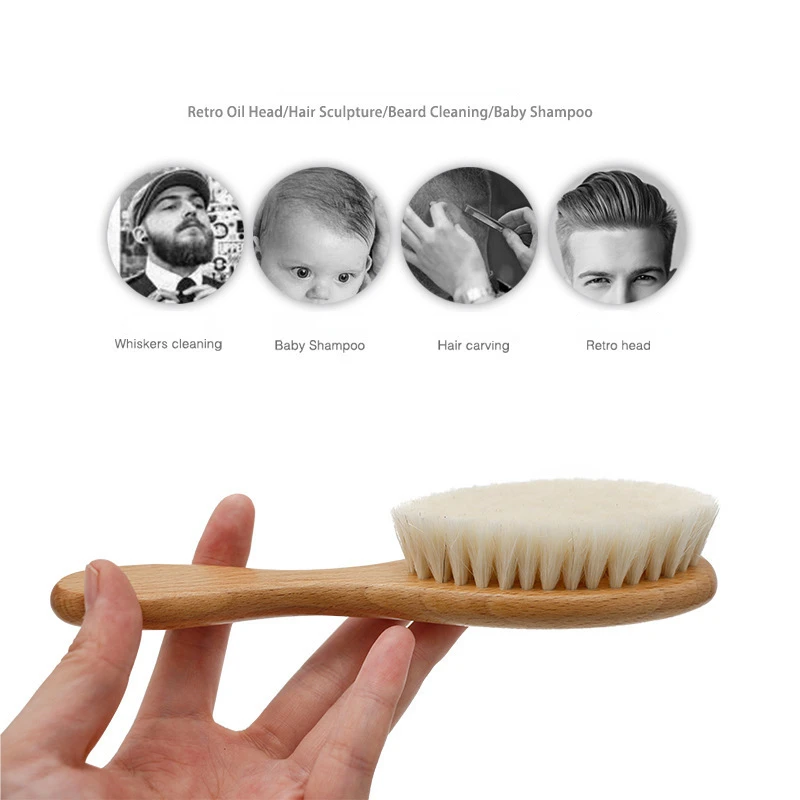 New Baby Care Pure Natural Wool Baby Wooden Brush Comb Brush Baby Hairbrush Newborn Hair Brush Infant Comb Head Massager