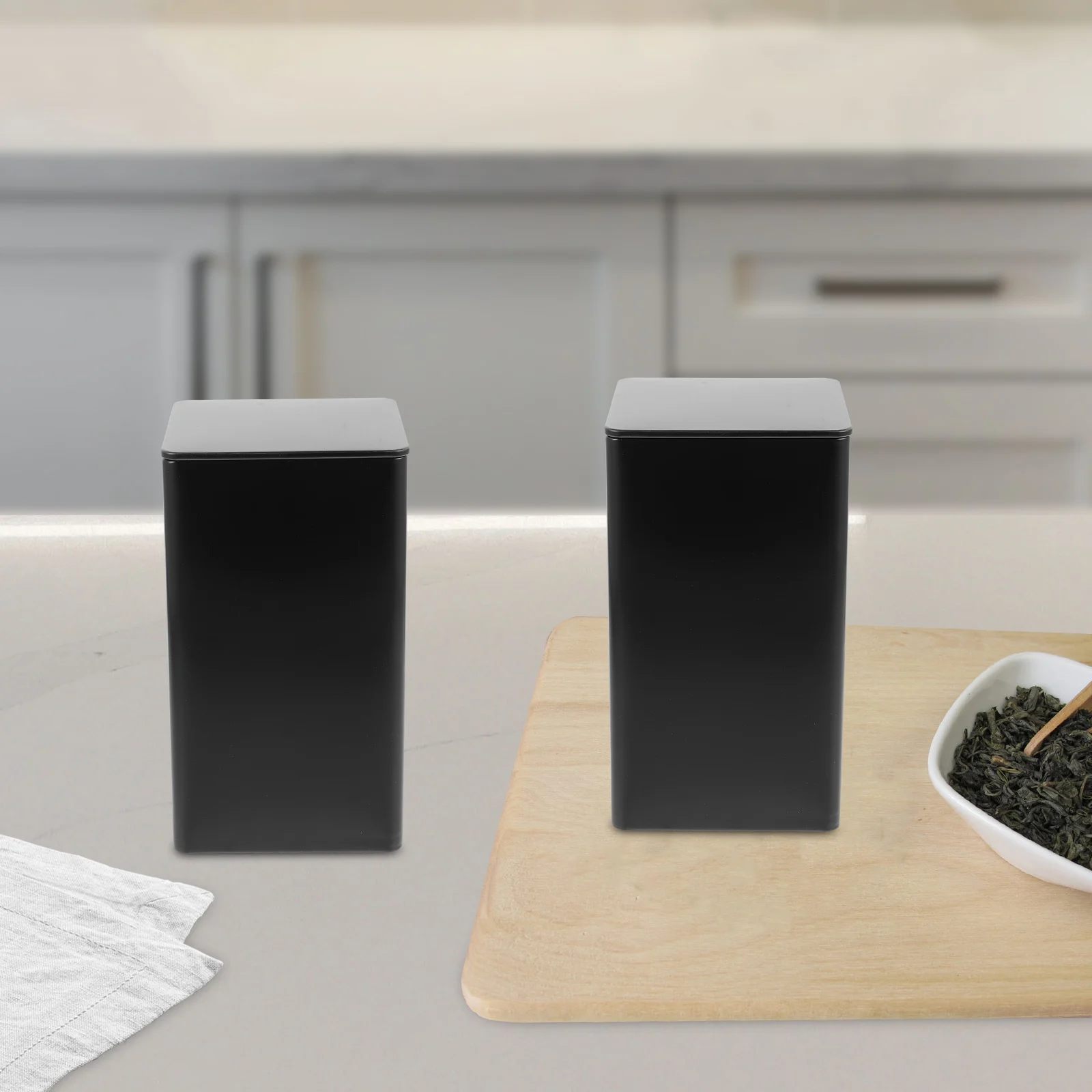 

4pcs Storage Tea Tins Airtight Lid Large Mouth For Loose Leaf Tea Coffee Chocolate Candy Cookies Gift Packaging Rectangular