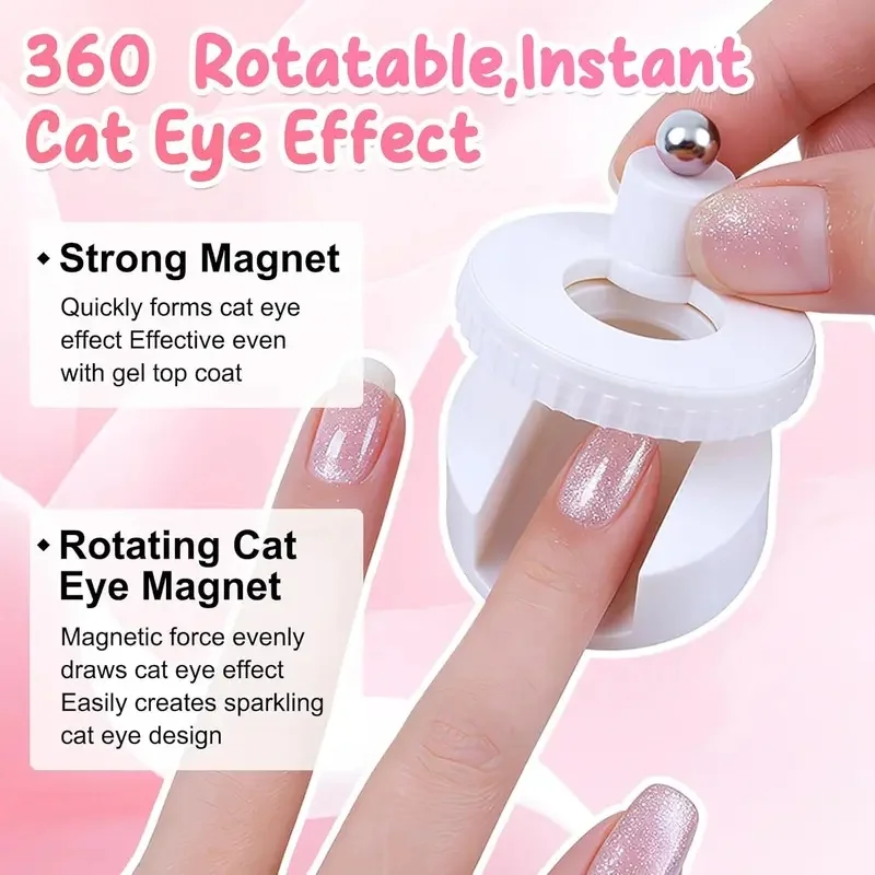 Rotating Cat Eye Nail Magnet Wide Light Glass Bead Effect Multifunctional Strong Automatic Nail Art Magnetic Gel Nail Polish