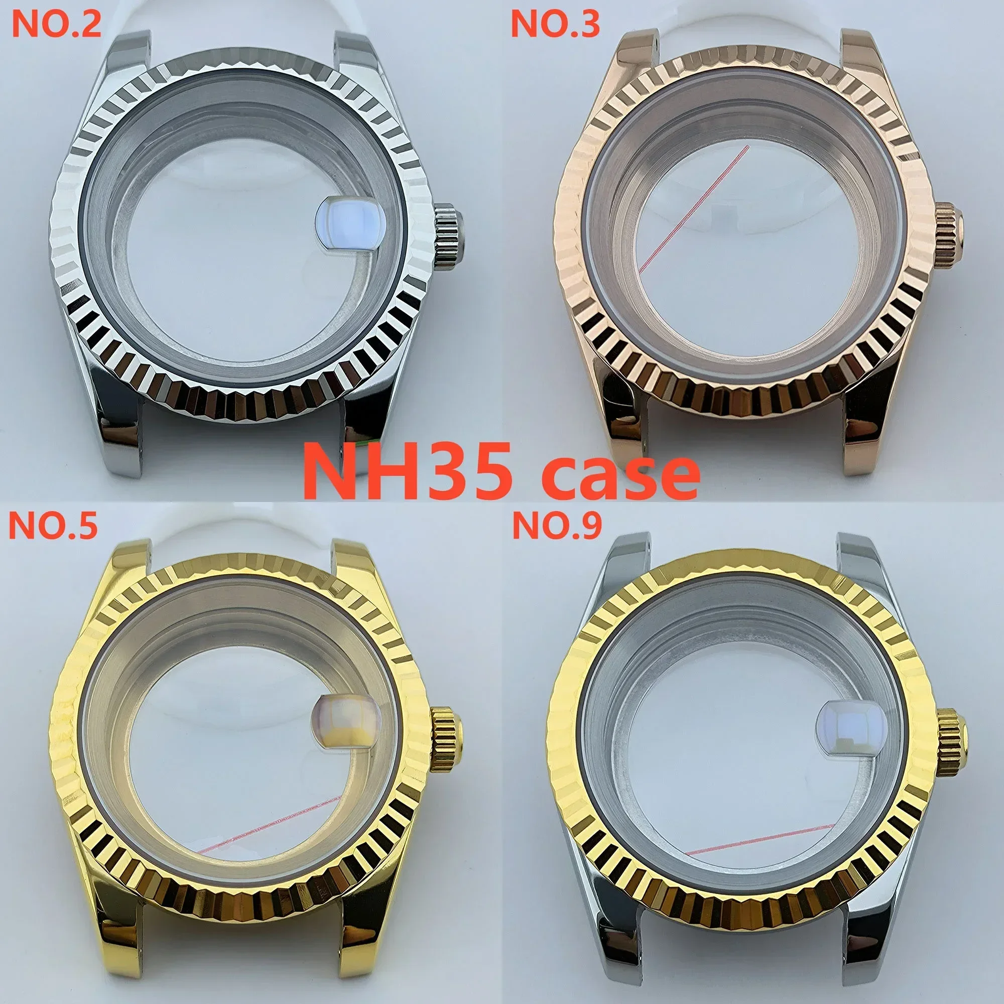 

NH35 Case 36mm/39mm Stainless Steel Sapphire Glass Men Watch Parts for Datejust NH35/NH36 Automatic Movement Watch Accessories