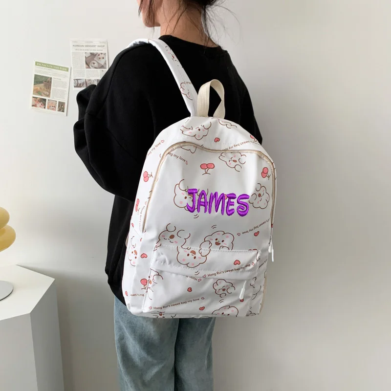 

Personalized Name New School Bag Female Student Cartoon Rabbit Campus Student Backpack High School Boys School Bag