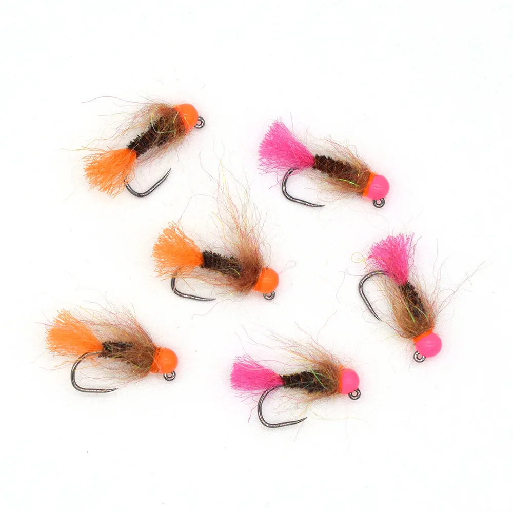 

4pcs Fly Fishing Flies Tungsten Bead Jig Head Euro Nymph Fast Sinking Barbless Hook Insect Lure for Bass Trout Steelhead Salmon