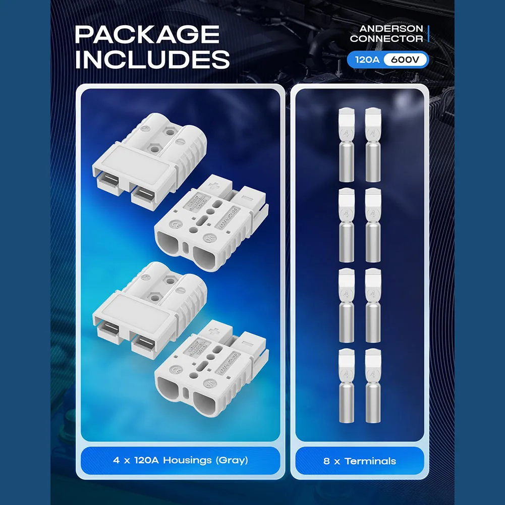 4pcs 120A 600V Quick Connect Disconnect Power Connector For 2-6 AWG Cable RV Winch Trailer Boat Forklift Electrical Supplies
