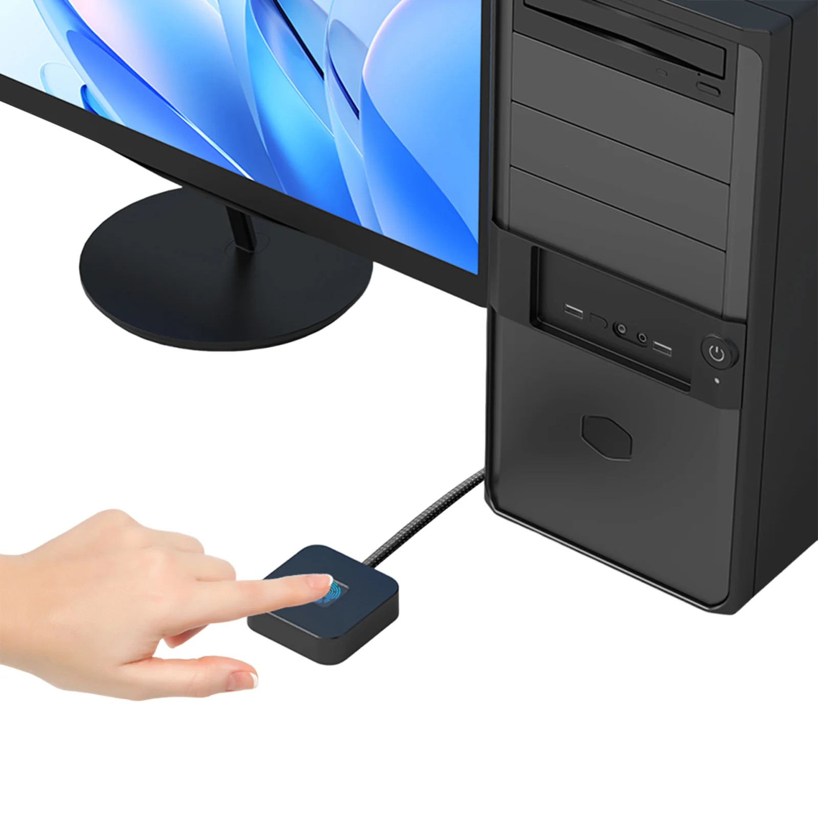 

Сканер отпечатков пальцев с кабелем длиной 5 футов для Windows Hello, портативный USB-считыватель отпечатков пальцев для Windows 10/11