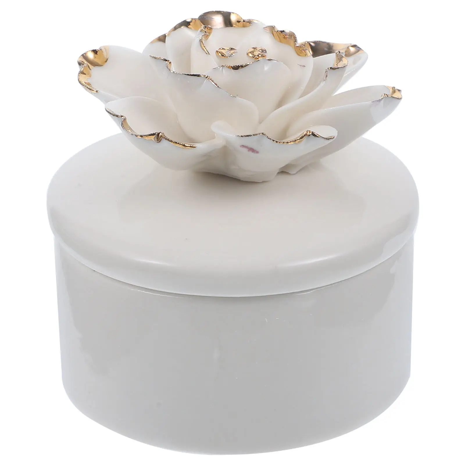 

Ceramic Flower Jewelry Box Elegant Storage Jar Small Decorative Jewelry Organizer Ring Necklace Earring Holder Storage Case