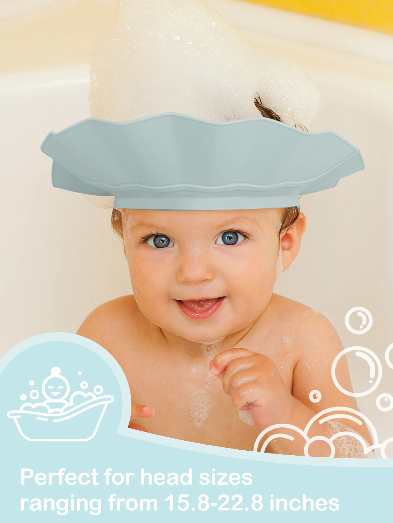 

Мягкая, удобная, регулируемая детская шапочка для душа, защита волос для малышей при мытье, водонепроницаемая