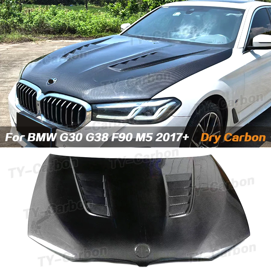 

Real Carbon Fiber Bonnet Hood For BMW G30 G38 F90 M5 5 Series 2018-2023 Front Engine Hood Vent Cover V Style Accessories