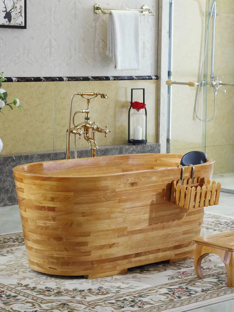 Beauty salon oak wooden bucket, adult shower bucket, household solid wood bathtub, practical and modern