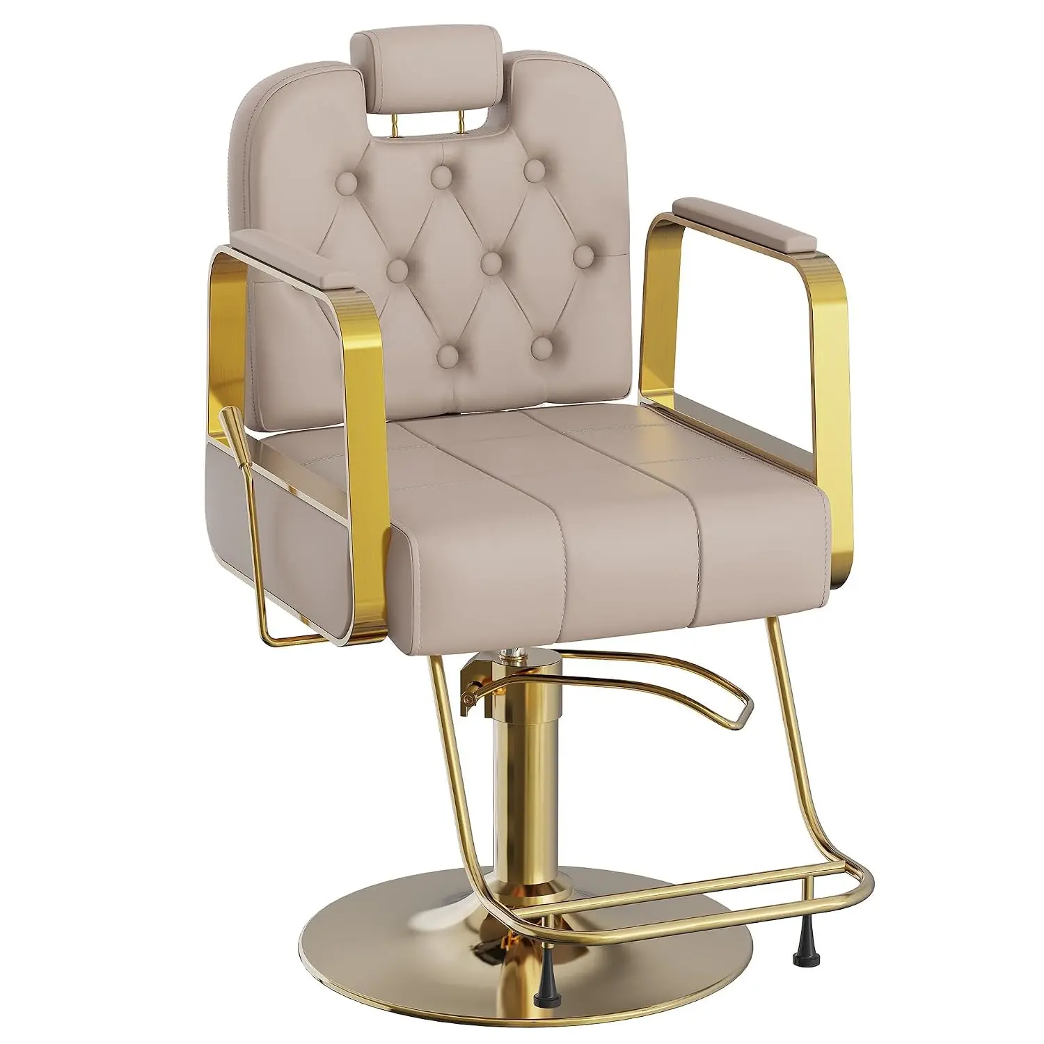 Hydraulic Barber Chair with Headrest, Height Adjustable Reclining Styling Chair, 360° Rotation Shampoo Chair, Customized