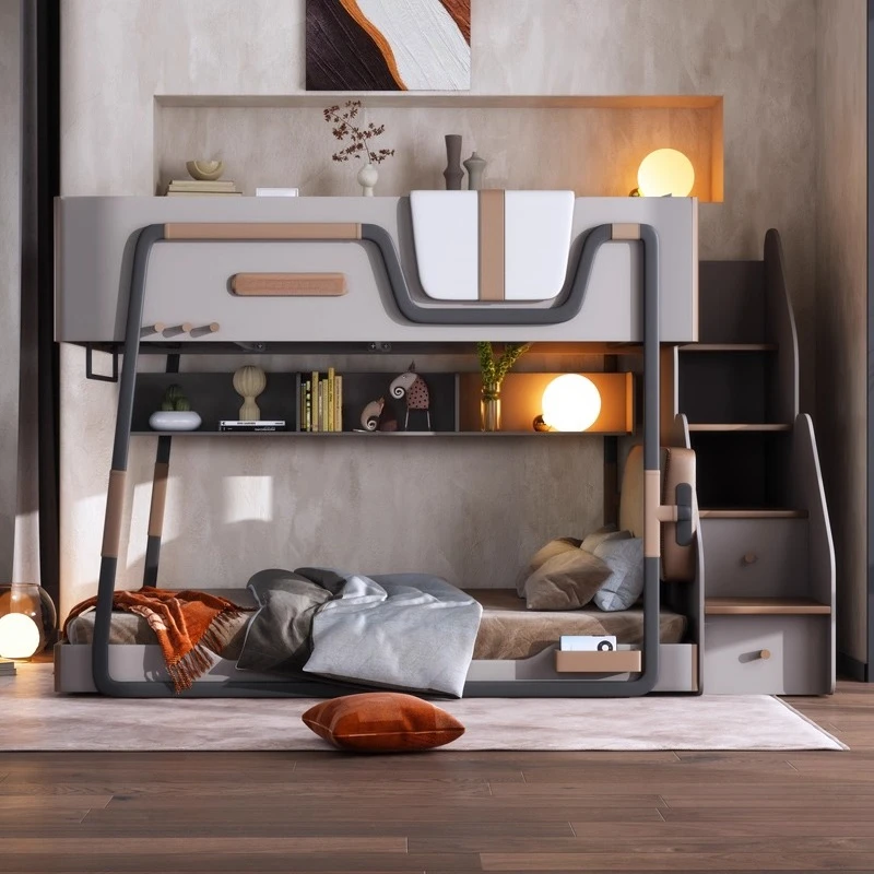 Upper and lower bunk beds Children's beds Solid wood small apartments with the same width