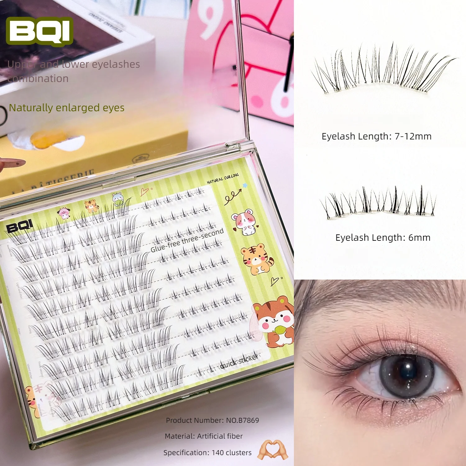 Künstliche Wimpern, großes Volumen, Wimperncluster, Ober- und Unterwimpern-Kombi-Set, natürlich, flauschig, wiederverwendbar, kein Kleber, selbstklebende DIY-Wimpern