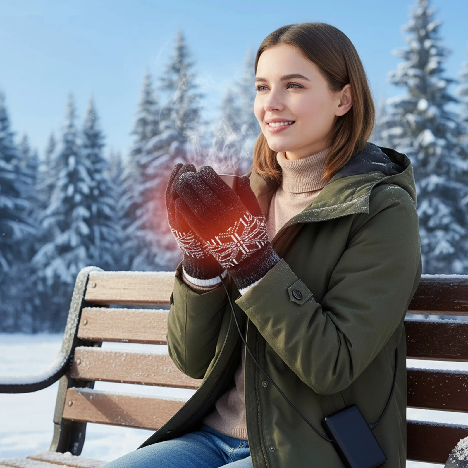 

USB Electric Heated Gloves Windproof Touchscreen Hand Warmer Wear Resist Motorcycle Thermal Gloves for Winter Ski Sports