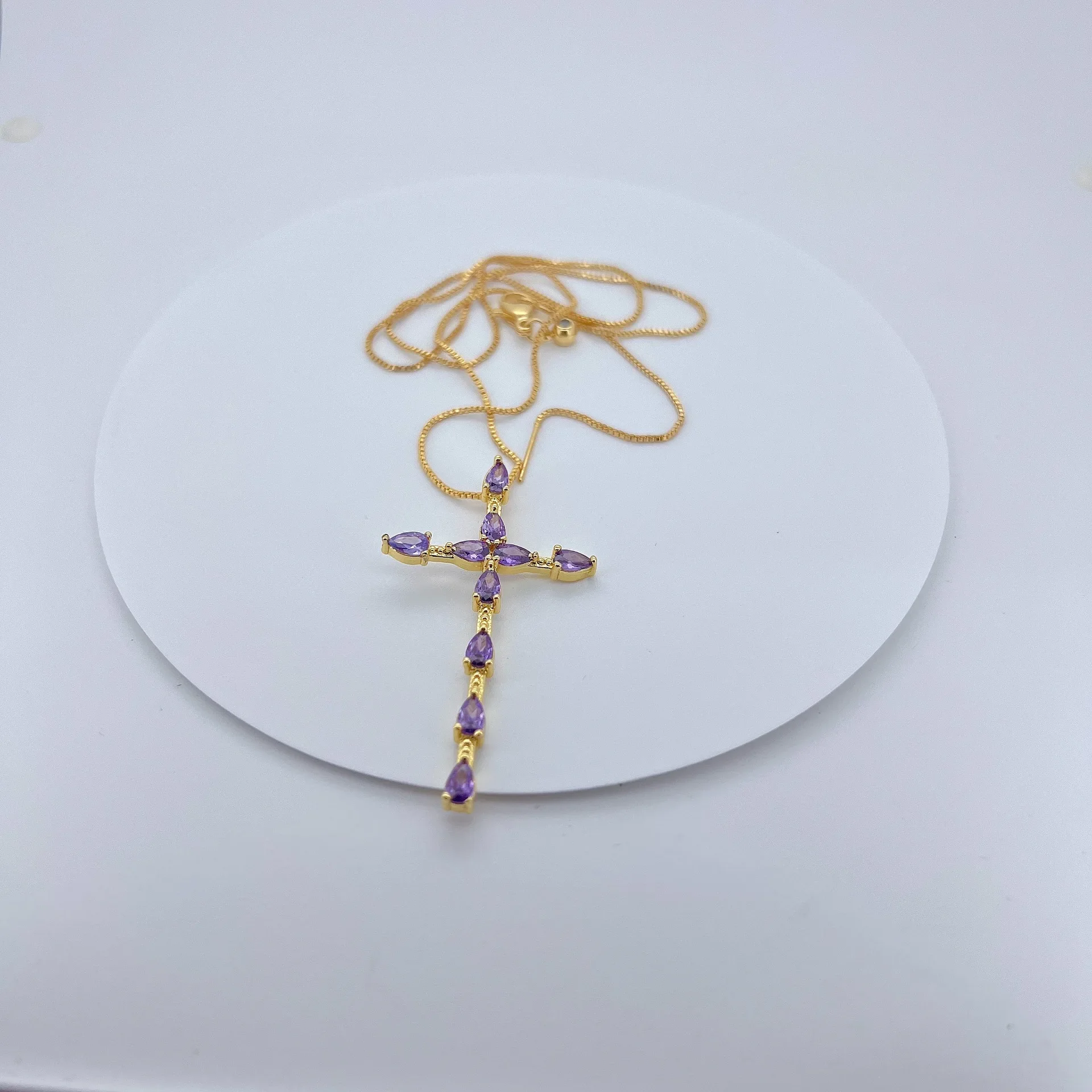 LJRIVER Color Zircon Cross Pendant for Diy Necklace Making Accessories Micro Inlay Copper Plating Jewelry 27*48mm Size Wholesale