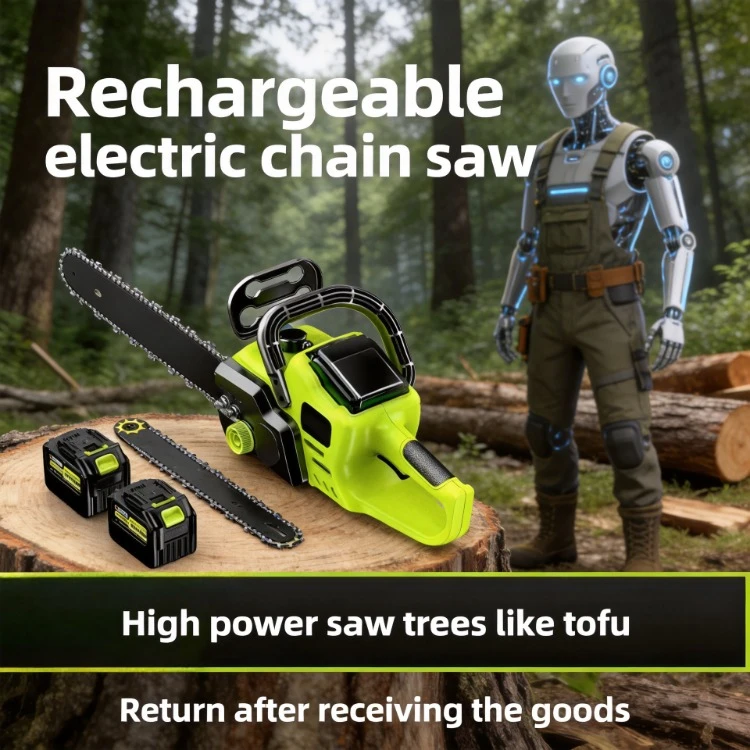 

Chainsaw Household Small Handheld Saw Firewood Lithium Battery Electric Saw Rechargeable