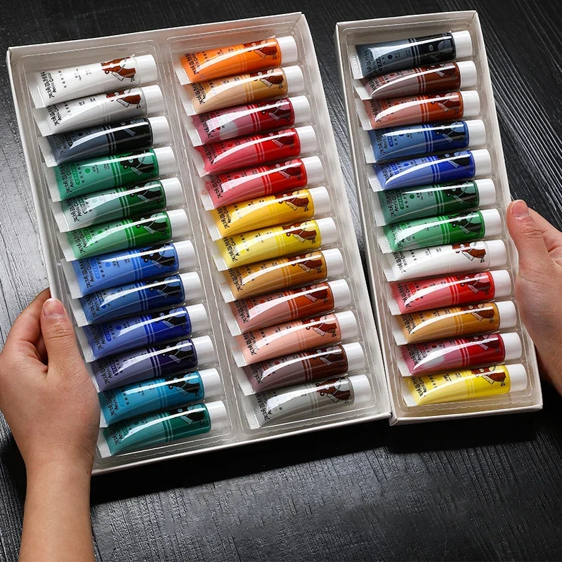12/24/36 Colors Acrylic Paint  12ml Tube Acrylic Paint Set,Paint for Fabric,Clothing,Painting,Graffiti,Rich Pigments for Artists