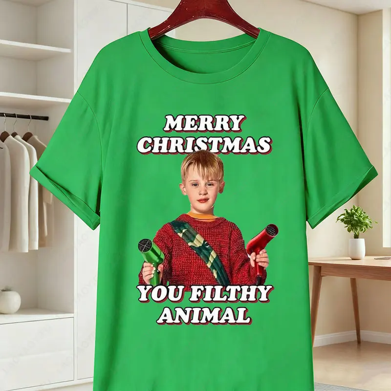 المنزل وحده فيلم القطن تي شيرت رجالي مضحك كيفن مكاليستر وعصابة Facepalm طباعة تيز عيد الميلاد قصيرة الأكمام قمصان عادية