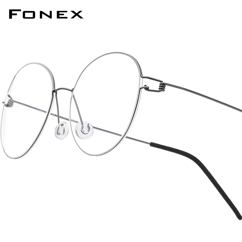 FONEX Screwless Eyeglasses Frame Women Brand Design Round Denmark Korean Glasses Men Morten Screwless Ultralight Eyewear 98634