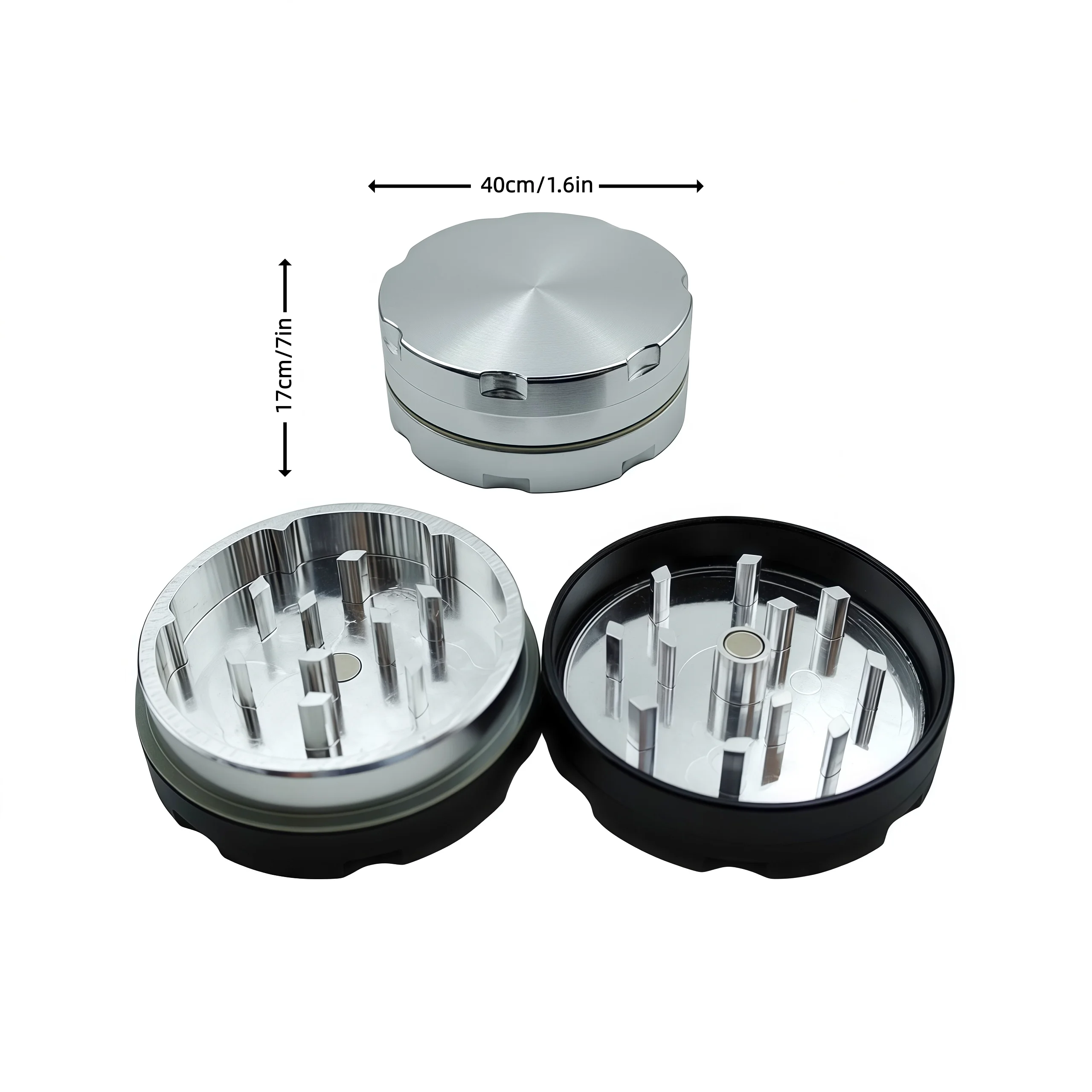 Moedor de tabaco de 2 camadas 40mm com design antiderrapante, fechamento magnético de dentes fundidos, moedor de ervas, acessórios para fumar