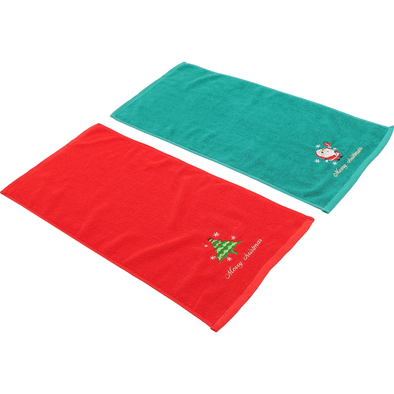 

2pcs Christmas Cotton Towels Embroidery Decorative Face Washcloths Holiday Hand Gift Set Reusable Soft Towels For Washing