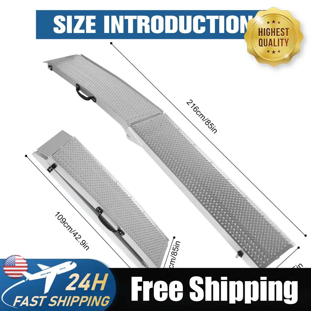 

2PCS 85 Inch Aluminum ATV Ramp with Handle Motorcycle Loading Ramp with Safety Straps and Gloves for Pickup Trucks