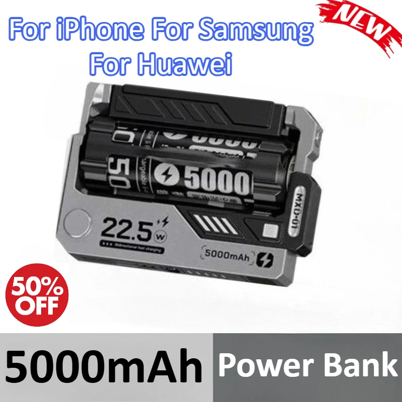 

5000mAh Power Bank Removable Replaceable Battery 22.5W Fast Charging For iPhone For Samsung For Huawei External Battery Charger