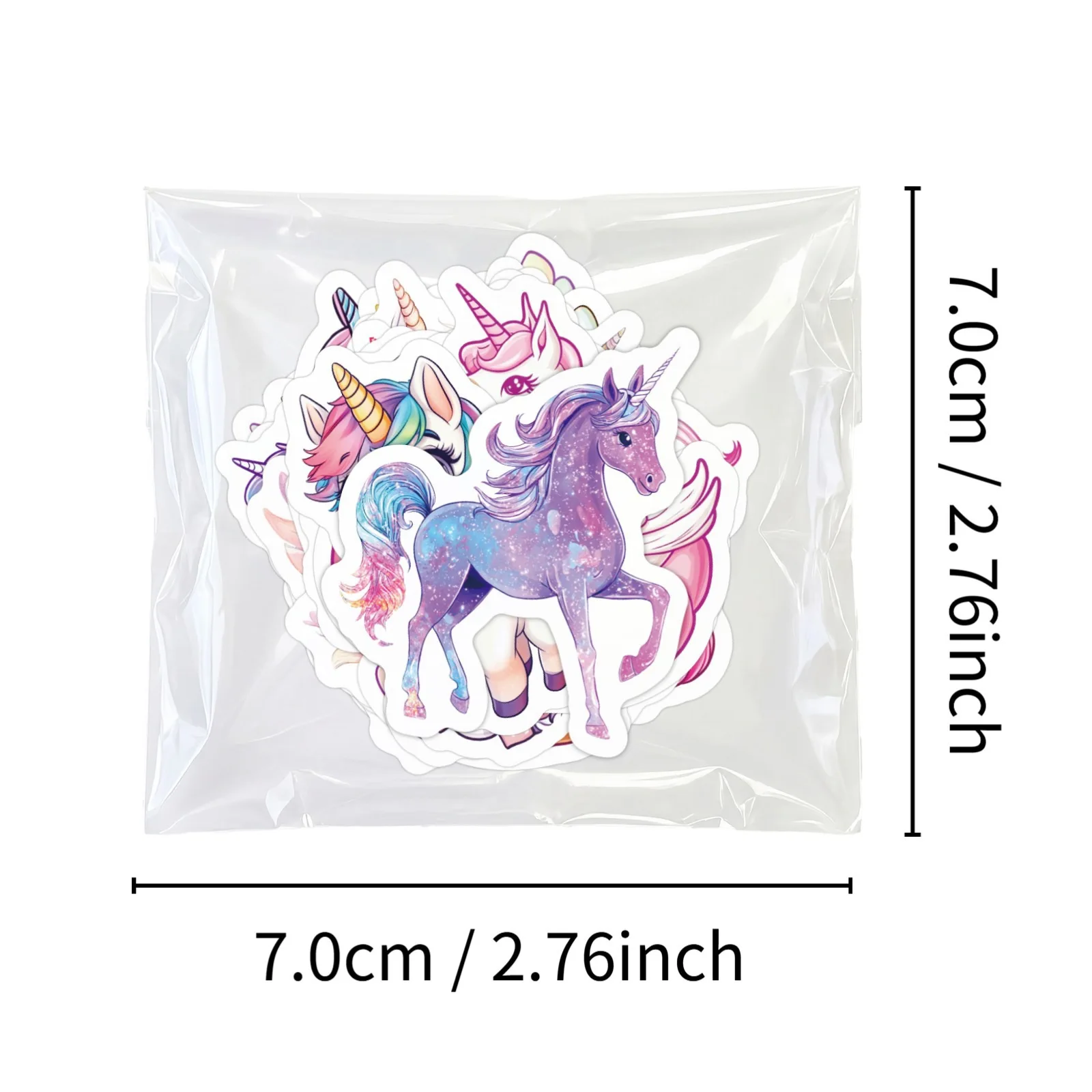 50 Stück Niedliche Regenbogen-Einhorn-Aufkleber Wasserfeste Vinyl-Sticker für Geburtstagspartys Cartoon-Aufkleber als Geschenk für Mädchen – Detail 6