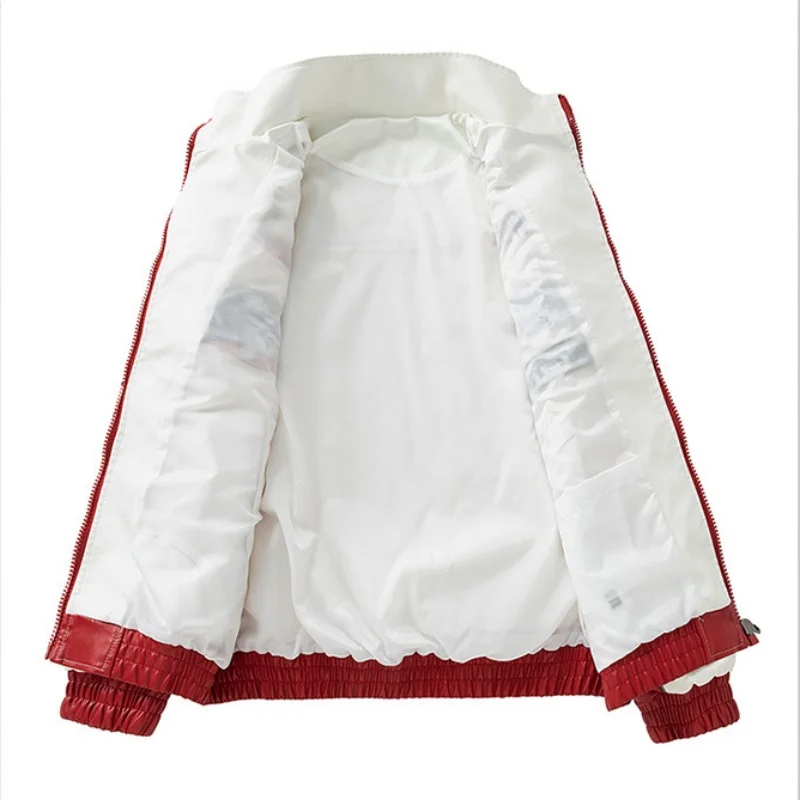 Retro Color-Block Men's Leather Jacket Durable Comfortable Trendy Autumn 2025 New Season Men's Fashion Outerwear