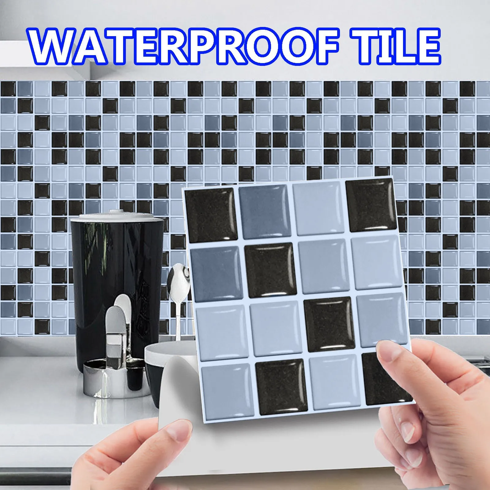 10 pegatinas de azulejos de cristal de mosaico 3D DIY pegatinas de pared autoadhesivas impermeables patrón 3D azulejos de palo de cáscara decoración del hogar