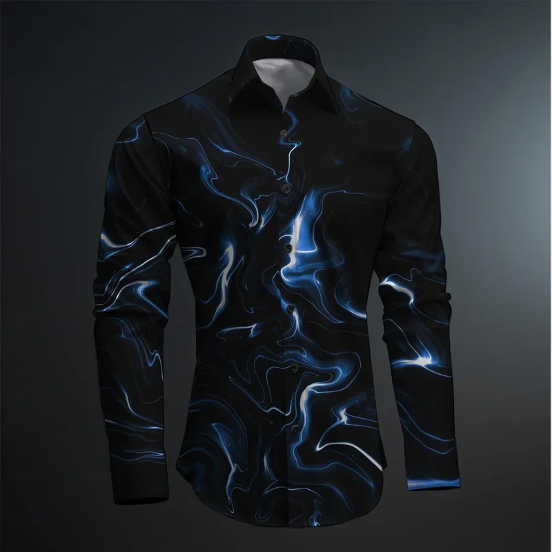 Camisa de manga comprida geométrica masculina, impressão 3D, bloco de cores, moda abstrata, casual festa de rua, primavera, lapela de verão, 13 cores