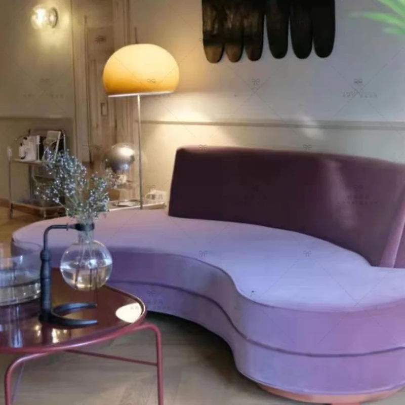 Purple Purple Sofa Nordic Velvet Curved Hall Reception Shaped Living Room Middle-Ancient Furniture