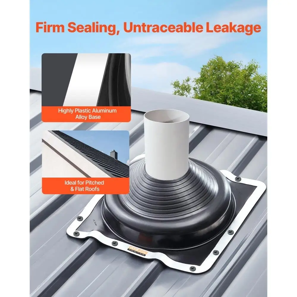2PcsMetalRoofPipeFlashingBootsfor6-3/4to14PipeHighTempBlackEDPM