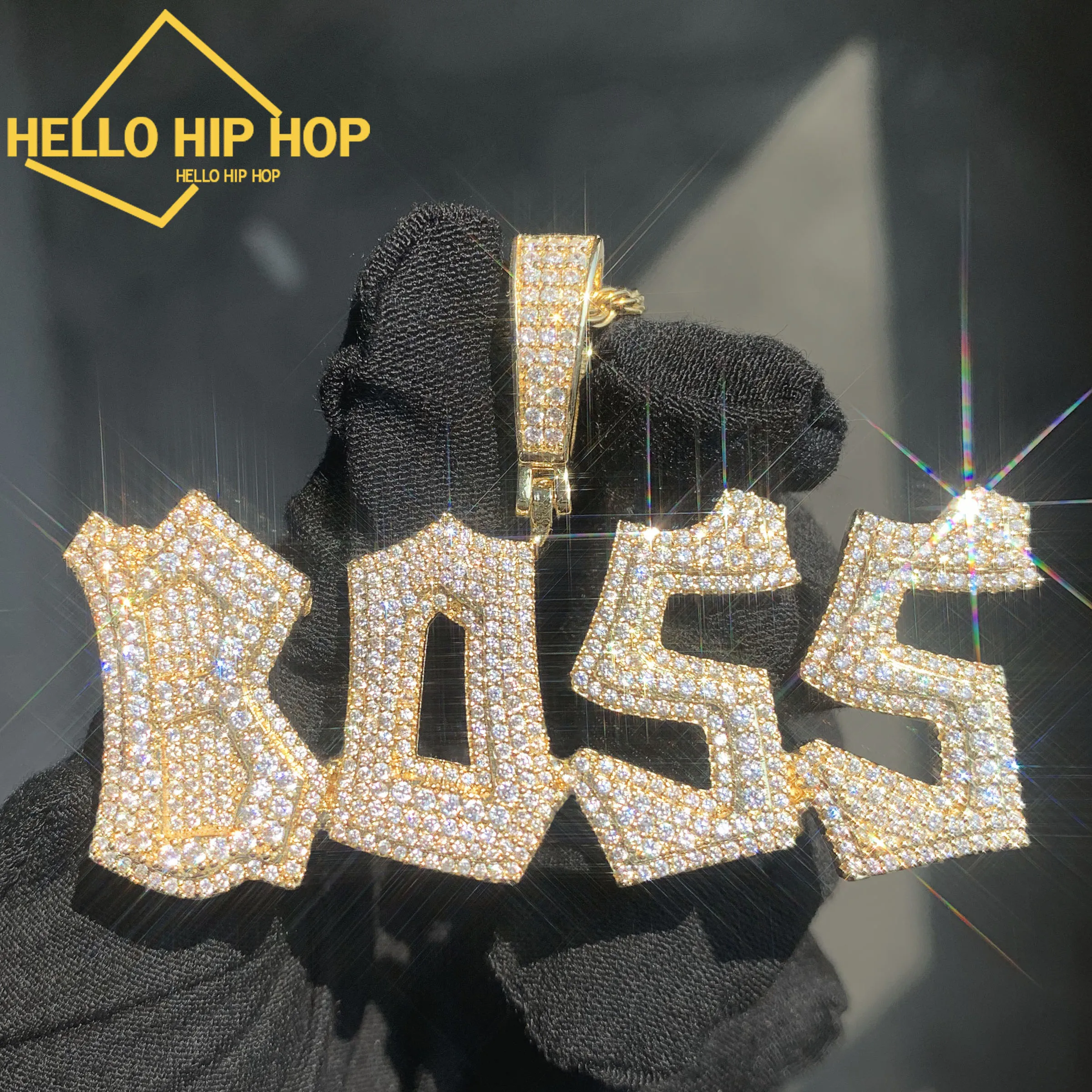 

HELLO HIPHOP Custom Letter Name Pendant Chain For Women Men HipHop Necklace Iced Out AAAAA Zircon Customized Rock Rapper Jewelry
