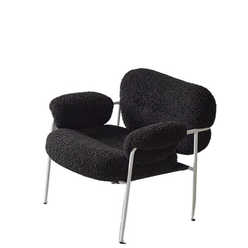 

Designer Luxury Lounge Chairs Modern Upholstered Comfortable Armrests in the Lounge's Living Room Metal Frame