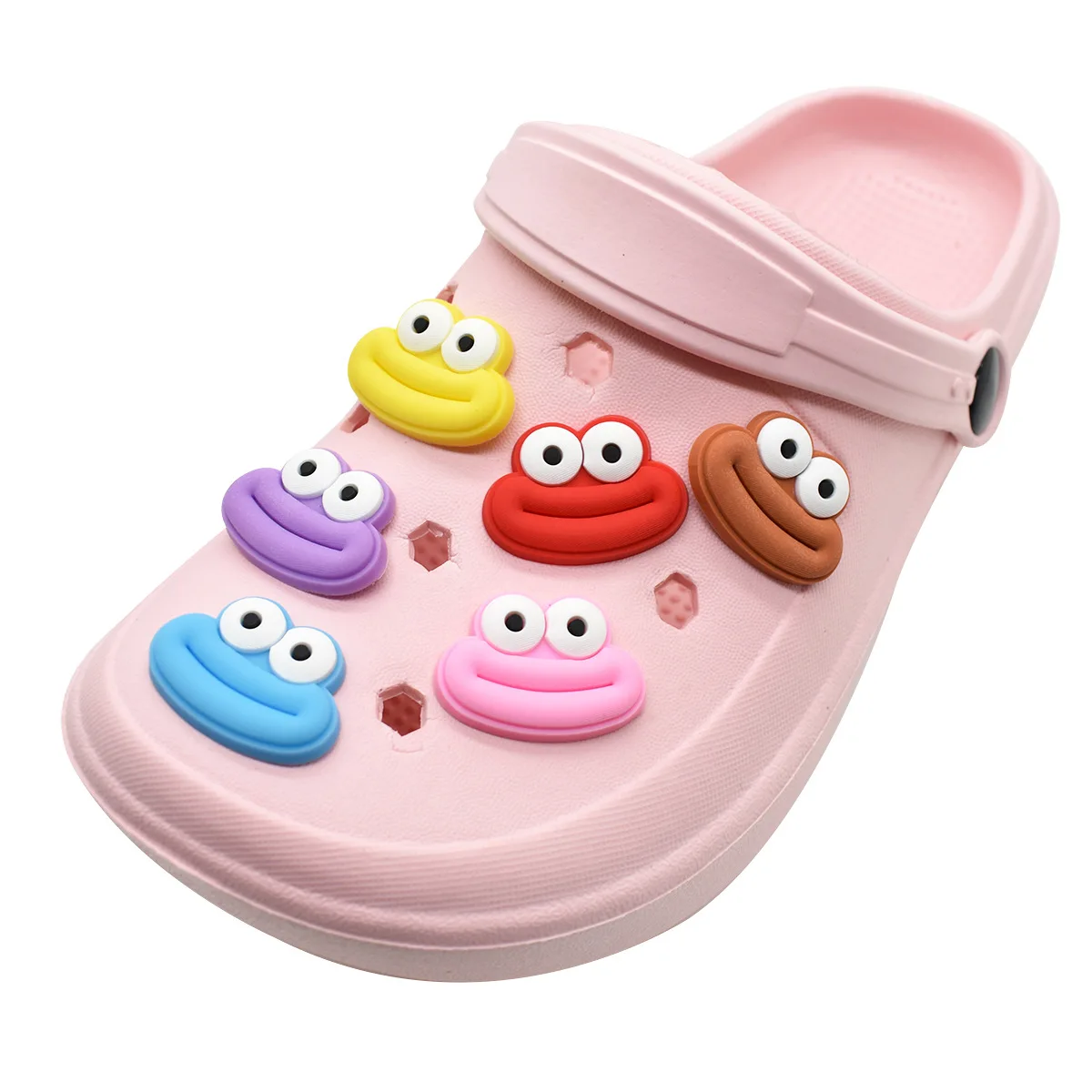 Adorable Funny Big Mouth Graphic Clog Decor Charms Cute Cartoon Face Wear-resistant PVC Removable DIY Daily Shoe Ornaments