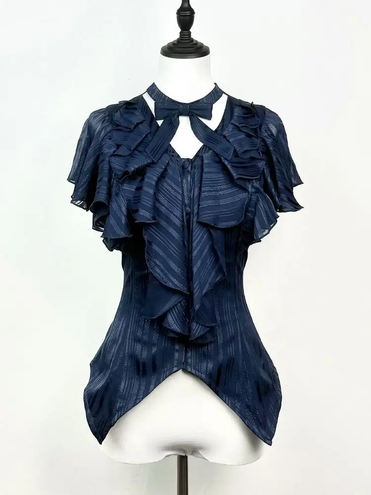 

Корея Y2k Элегантная однотонная блузка Женская повседневная тонкая рубашка с короткими рукавами и бантом Офисные женские топы с v-образным вырезом Осенняя стильная одежда